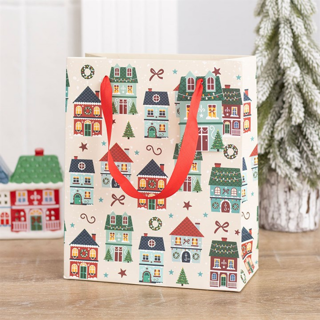 Christmas Street Print Gift Bag