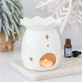 Iridescent White Snowflake Oil Burner and Wax Warmer