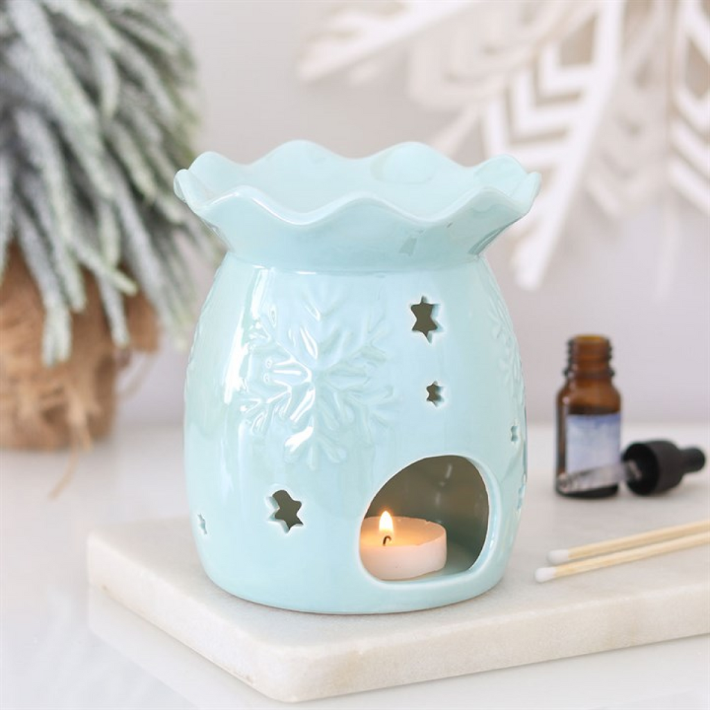 Iridescent Blue Snowflake Oil Burner and Wax Warmer