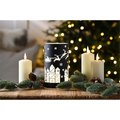 Black Glass Tealight Holder with Sleigh Scene