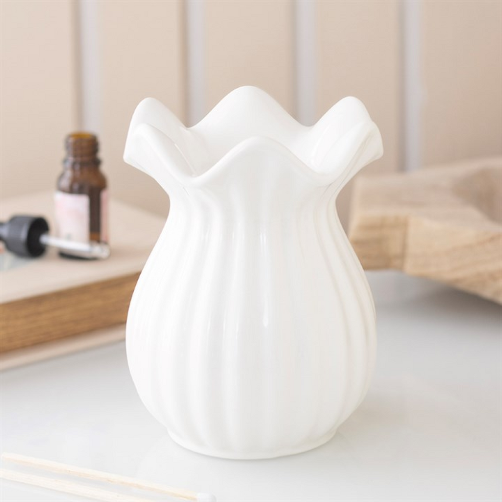 White Pleated Flare Oil Burner
