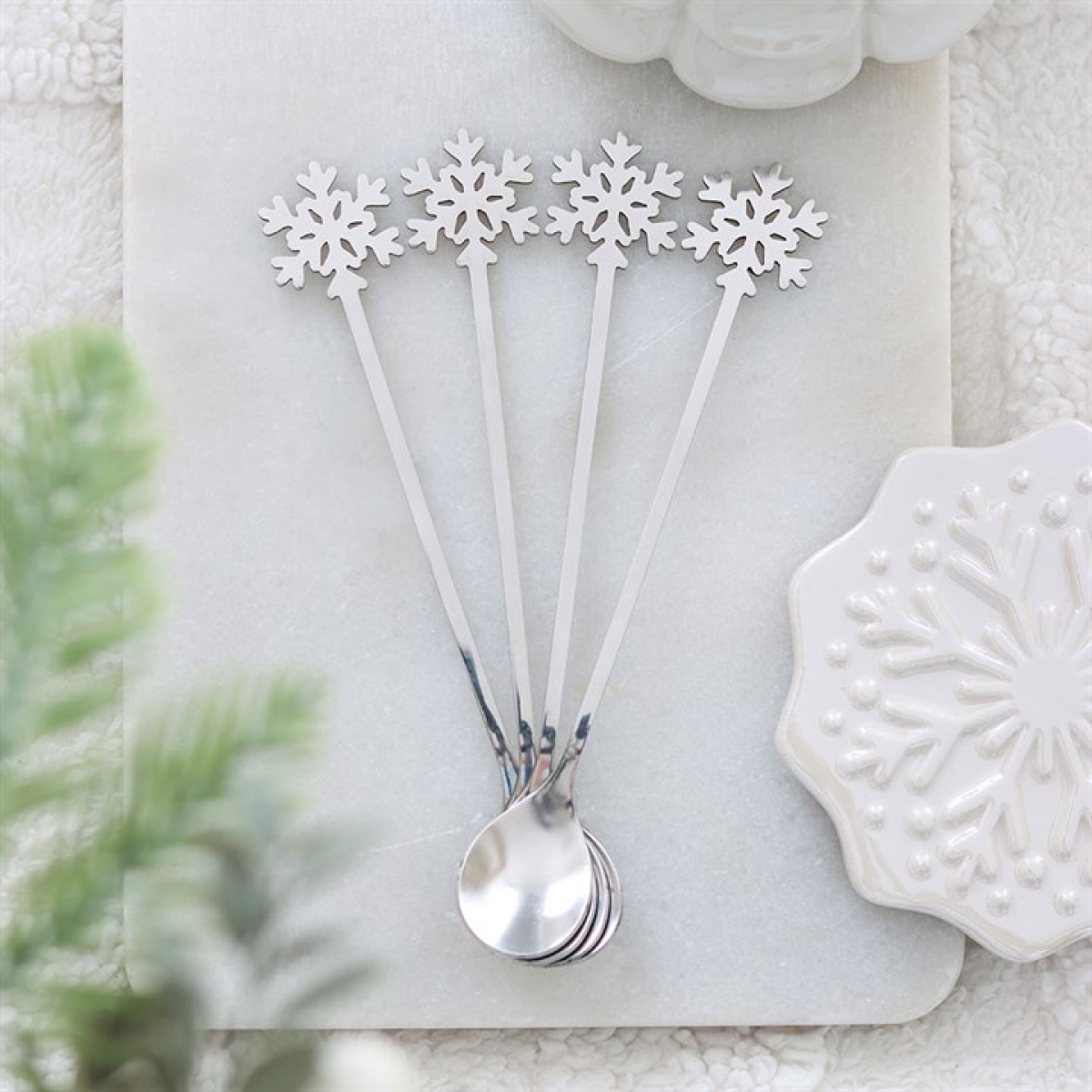 Set of 4 Metal Snowflake Spoons