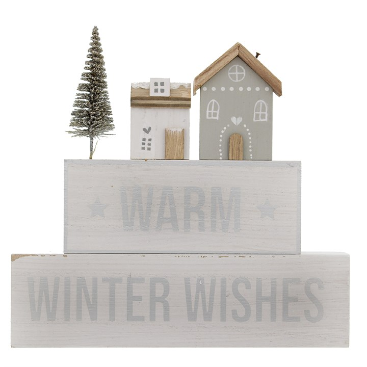 20cm Warm Winter Wishes Stacked Block Sign